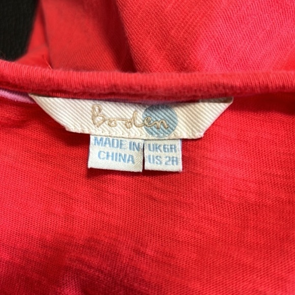 Boden Clio Broderie Crochet Jersey Notch Neck Dress Red Size 2 - Picture 10 of 12